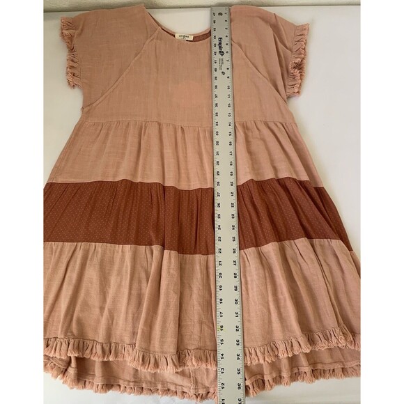 Umgee Dress Small Dusty Pink Linen Oversized Raw Hem Peasant Boho Cottagecore - Picture 7 of 8